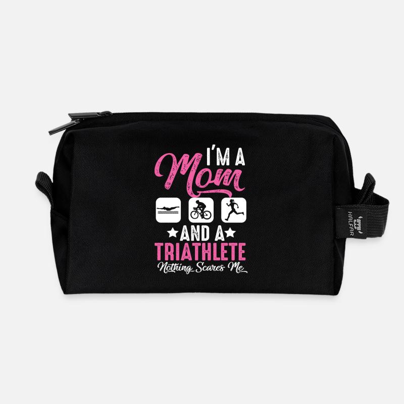 Je suis une mère et une triathlète - Trousse de toilette en tissu recyclé - noir