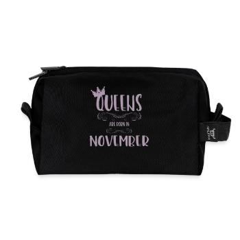 Une reine naît en novembre - Trousse de toilette en tissu recyclé - noir - Devant