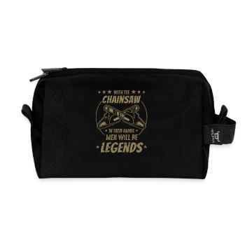 With the chainsaw in their hands, men become - Recycled Toiletry Zip Bag - black - Front