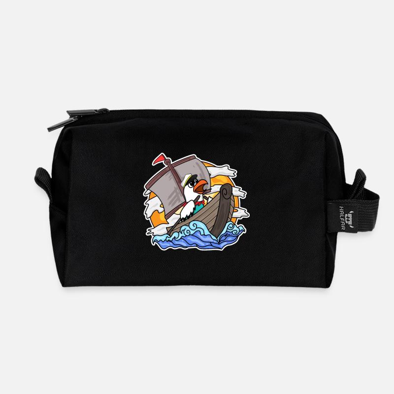 Möwe im Boot - Recycelte Kulturtasche - Schwarz