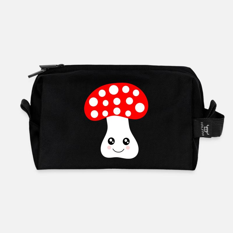 Kawaii, Pilz, Fliegenpilz - Recycelte Kulturtasche - Schwarz