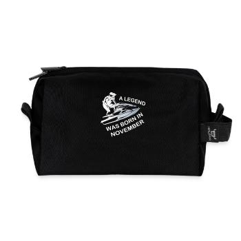 Mois de naissance Jet Ski Légende Novembre Dictons - Trousse de toilette en tissu recyclé - noir - Devant