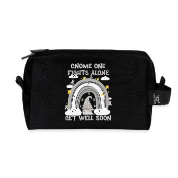 Gnome One Fights Alone Brain Cancer - Recycled Toiletry Zip Bag - black - Front