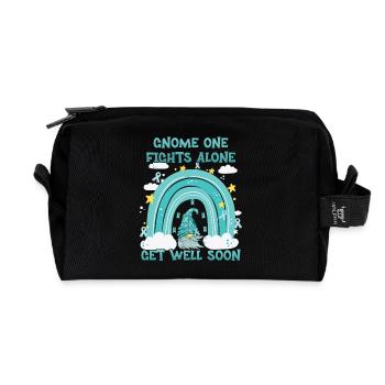 Gnome One Fights Alone Ovarian Cancer - Recycled Toiletry Zip Bag - black - Front