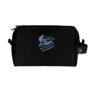 Mois de naissance Jet Ski Légende Novembre Dictons - Trousse de toilette en tissu recyclé - noir - Devant