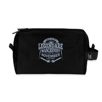 Maschinist Geburtstag November - Recycelte Kulturtasche - Schwarz - Vorne