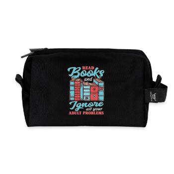 Read books and ignore all your adults - Recycled Toiletry Zip Bag - black - Front