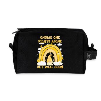 Gnome One Fights Alone Childhood Cancer - Recycled Toiletry Zip Bag - black - Front