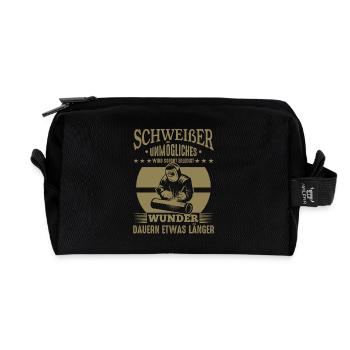Lustige Schweißer Sprüche Unmögliches - Recycelte Kulturtasche - Schwarz - Vorne