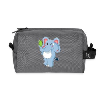 Elephant Smartphone - Recycled Toiletry Zip Bag - anthracite - Front