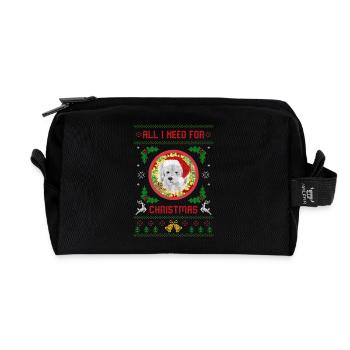 All I Need For Christmas is My Dog Ugly Christmas - Recycled Toiletry Zip Bag - black - Front