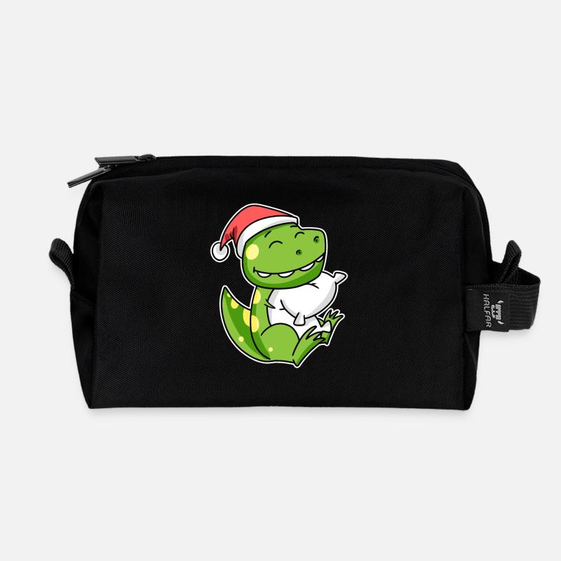 Dinosaurier Weihnachten Schlafen Schlaf - Recycelte Kulturtasche - Schwarz