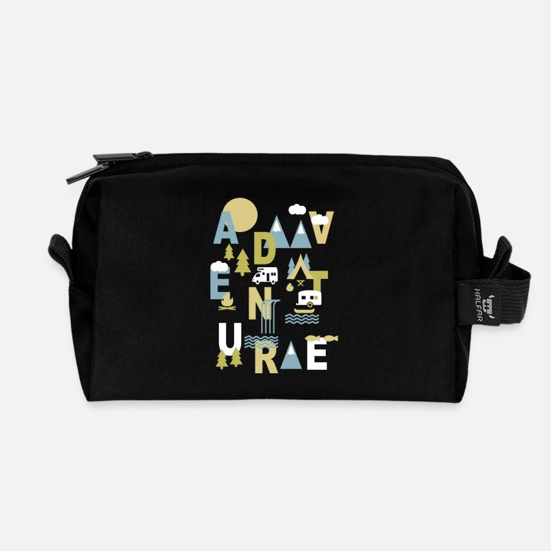 Outdoor Abenteuer - Recycelte Kulturtasche - Schwarz