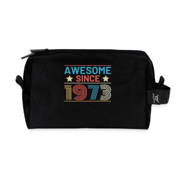 Awesome Since 1973 Birthday Sayings Retro - Recycled Toiletry Zip Bag - black - Front