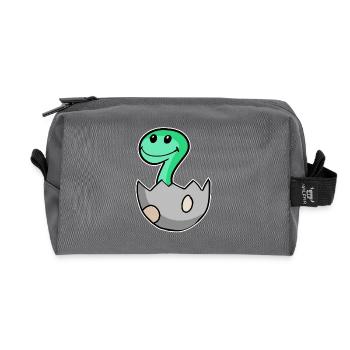 Motif Dino d’œuf de dinosaure - Trousse de toilette en tissu recyclé - anthracite - Devant
