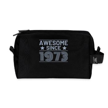 Awesome Since 1973 Birthday Sayings Retro - Recycled Toiletry Zip Bag - black - Front