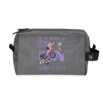 Pourquoi est-ce que je charge mes batteries moi-même ? - Trousse de toilette en tissu recyclé - anthracite - Devant