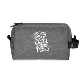 Bake the World a Better Place - Baking Lovers - Recycled Toiletry Zip Bag - anthracite - Front