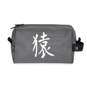 Japanese Kanji: Monkey - Recycled Toiletry Zip Bag - anthracite - Front