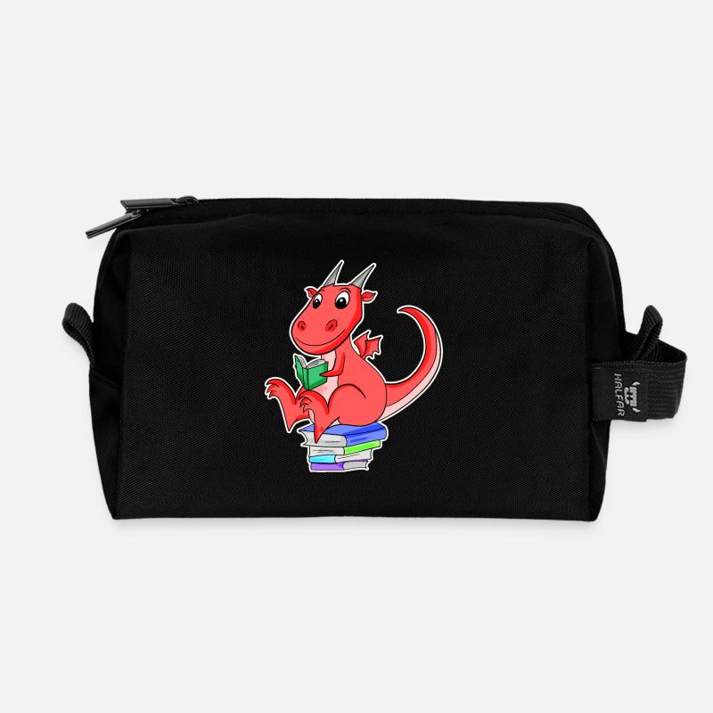 Bücher Drache Drachen - Recycelte Kulturtasche - Schwarz