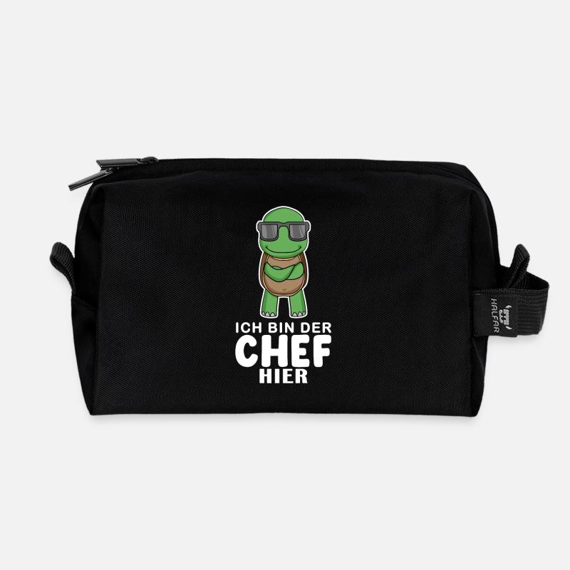 Cool Schildkröte Chef - Recycelte Kulturtasche - Schwarz