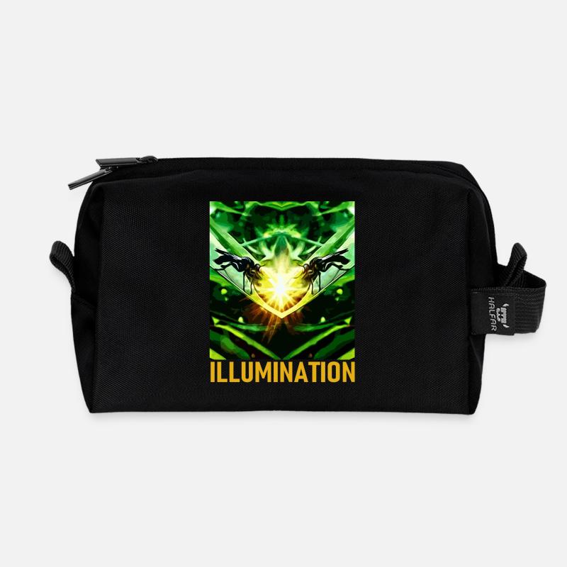 Grünes Illumination Motiv - Recycelte Kulturtasche - Schwarz