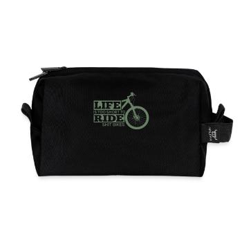 Bicycle Shirt Life is too short - Recycled Toiletry Zip Bag - black - Front