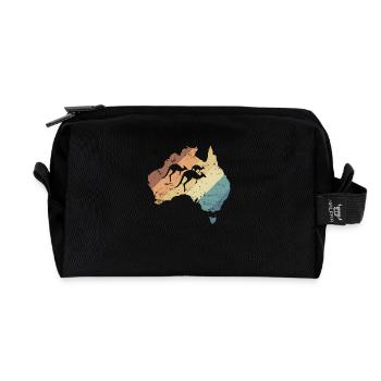Australien Karte mit Kängurus Australien - Recycelte Kulturtasche - Schwarz - Vorne
