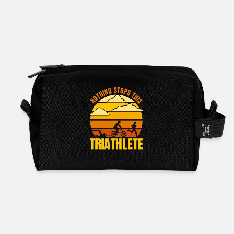 Motivierendes Triathlet Spruch - Recycelte Kulturtasche - Schwarz