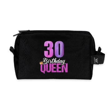 30 Years Old 30 Birthday Queen - Recycled Toiletry Zip Bag - black - Front