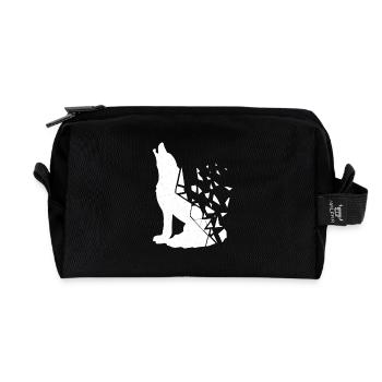 Deutscher Schäferhund Polygon Herbst Blätter Laub - Recycelte Kulturtasche - Schwarz - Vorne