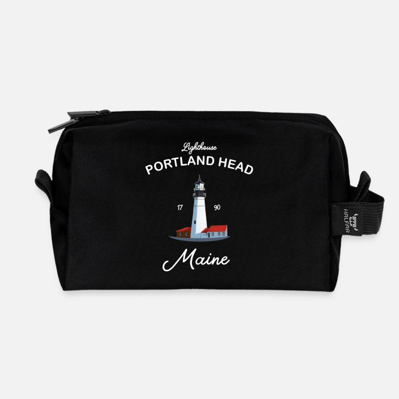 Portland, Lighthouse Head, Maine - Recycelte Kulturtasche - Schwarz