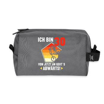 Ich bin 30 Ab jetzt gehts abwärts 30 Geburtstag - Recycelte Kulturtasche - Anthrazit - Vorne
