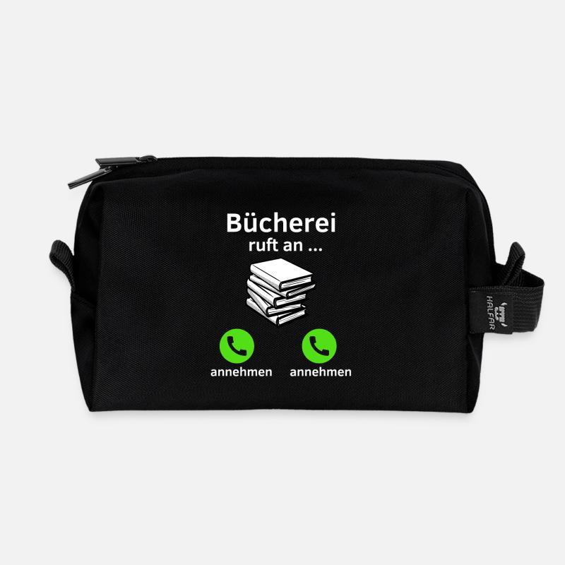 Bücherei ruft an - annehmen oder annehmen? - Recycelte Kulturtasche - Schwarz