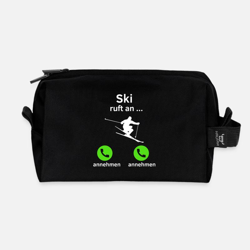 Ski ruft an - annehmen oder annehmen? - Recycelte Kulturtasche - Schwarz