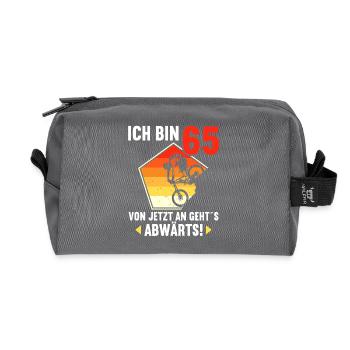 Ich bin 65 Ab jetzt gehts abwärts 65 Geburtstag - Recycelte Kulturtasche - Anthrazit - Vorne