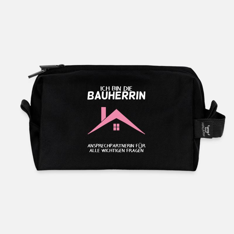 Bauherrin Eigenheim Hausbau Baustelle Richtfest - Recycelte Kulturtasche - Schwarz