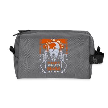 Totenkopf, Tod, Skelett Skull Spruch Shakes peare - Recycelte Kulturtasche - Anthrazit - Vorne