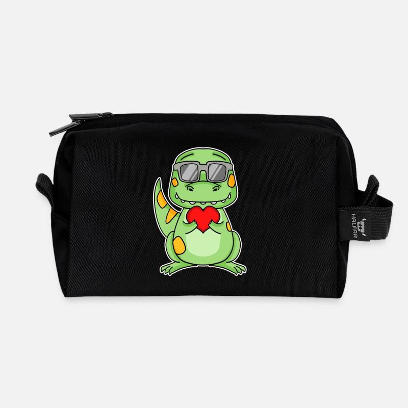 Dinosaurier mit Herz - Liebe Romantisch - Recycelte Kulturtasche - Schwarz