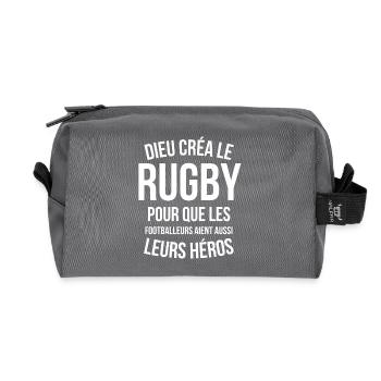 rugby, rugby sport, rugby humour - Trousse de toilette en tissu recyclé - anthracite - Devant