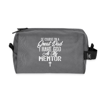 God is my mentor Christian Father's Day - Recycled Toiletry Zip Bag - anthracite - Front