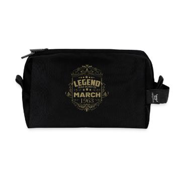 March 1963 Birthday Vintage - Recycled Toiletry Zip Bag - black - Front