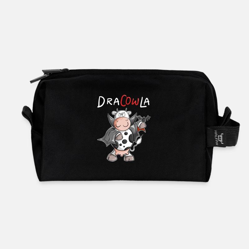 DraCOWla Drakula Kuh Halloween - Recycelte Kulturtasche - Schwarz