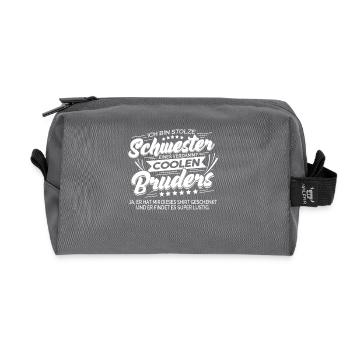 Geschenk für Schwester von Bruder Sprüche - Recycelte Kulturtasche - Anthrazit - Vorne