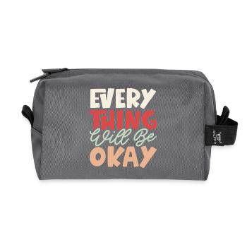 Everything Will Be Okay - Recycled Toiletry Zip Bag - anthracite - Front