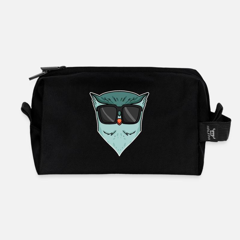 Eule mit Sonnenbrille - Recycelte Kulturtasche - Schwarz