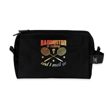 Drôle de citation de badminton - Trousse de toilette en tissu recyclé - noir - Devant