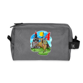 Four Year Old Knight - 4 Years - Recycled Toiletry Zip Bag - anthracite - Front