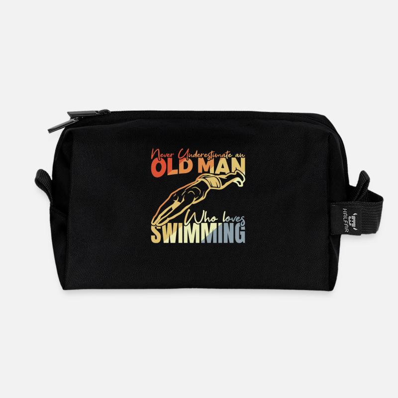 Großvater Schwimmer - Recycelte Kulturtasche - Schwarz