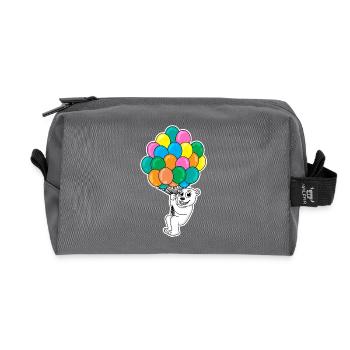 Bear Kids Motif Balloon Balloons - Recycled Toiletry Zip Bag - anthracite - Front